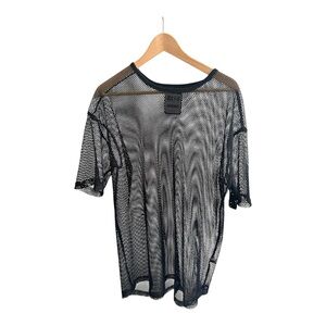 Le 31 Sport Lab Mesh T Shirt Black Sheer Athletic Top Size L
